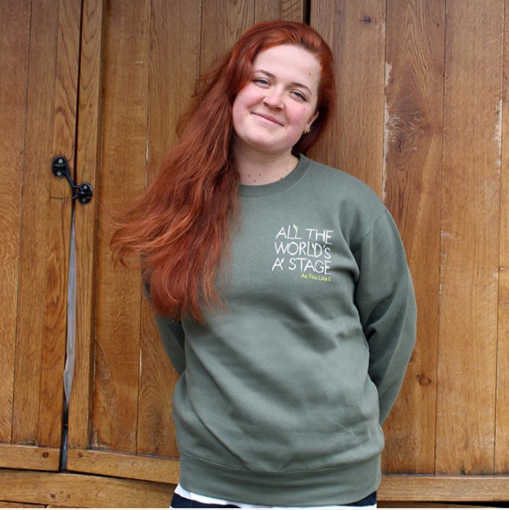 Shakespeare’s Globe "All The World’s A Stage" Green Unisex Sweatshirt Size Med